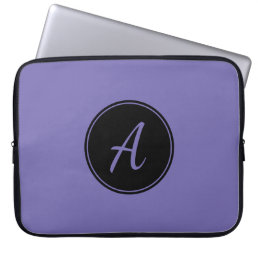 Black and Purple Custom Monogram Laptop Sleeve