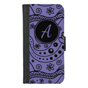 Black and Purple Custom Monogram Phone Case Wallet
