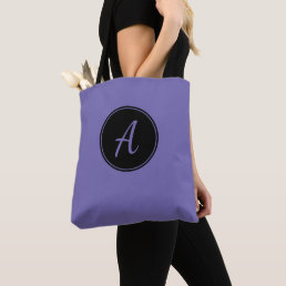 Black and Purple Custom Monogram Tote Bag