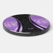Black and purple damask dynamic design wireless charger  (Front 2)