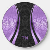 Black and purple damask dynamic design wireless charger  (Front)