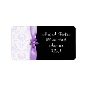 Black And Purple Damask Wedding Address Labels by Cards_by_Cathy at Zazzle