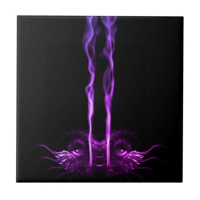 Black and Purple Dragon Smoke Ceramic Tile (Front)