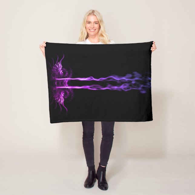 Black and Purple Dragon Smoke Fleece Blanket (In Situ)
