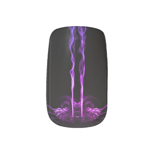 Black and Purple Dragon Smoke Minx Nail Art (Left Thumb)