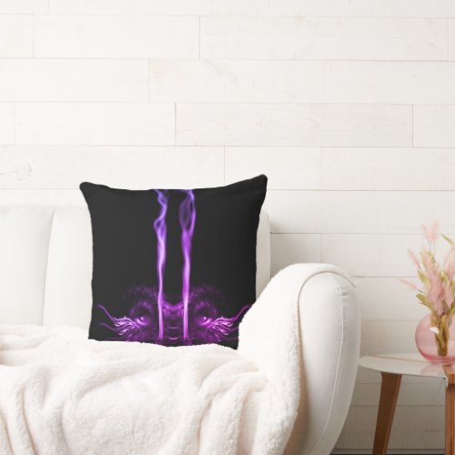 Black and Purple Dragon Smoke Throw Pillow