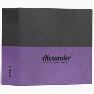 Black and purple fay leather split-screen design. 3 ring binder
