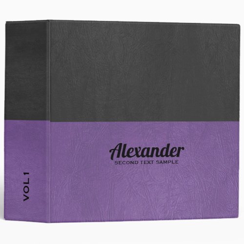 Black and purple fay leather split_screen design 3 ring binder