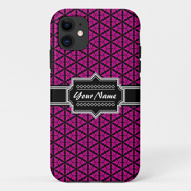 Black and Purple Floral Trellis Pattern Custom Case-Mate iPhone Case (Back)