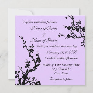 Black and Purple Floral Wedding Invitation Cards