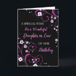 Black and Purple Flowers Daughter in Law Birthday Card<br><div class="desc">Birthday card for daughter in law with pretty black and purple flowers and thoughtful verse.</div>