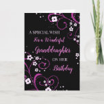 Black and Purple Flowers Granddaughter Birthday Card