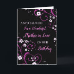 Black and Purple Flowers Mother in Law Birthday Card<br><div class="desc">Birthday card for mother in law with pretty black and purple flowers and thoughtful verse.</div>