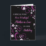 Black and Purple Flowers Mother in Law Birthday Card<br><div class="desc">Birthday card for mother in law with pretty black and purple flowers and thoughtful verse.</div>