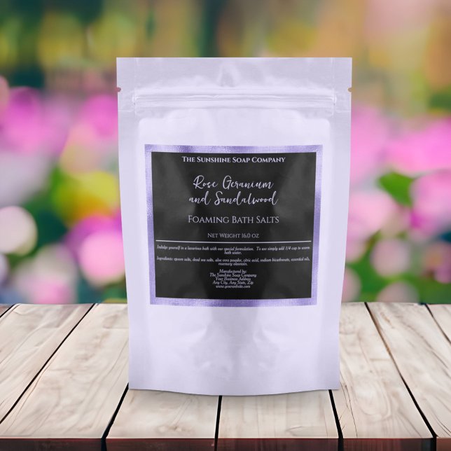 Black and Purple Foil Bath Salts Pouch Label (Creator Uploaded)