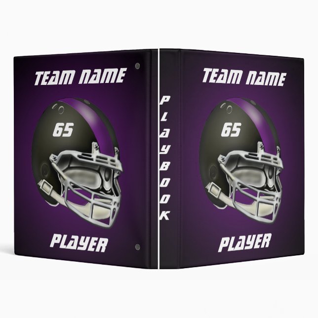 Black and Purple Football Helmet Playbook Binder (Background)
