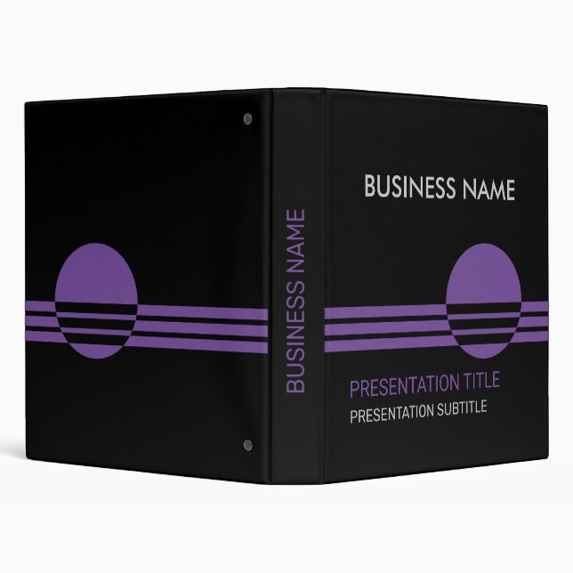 Black and purple geometric Business Presentation 3 Ring Binder (Background)