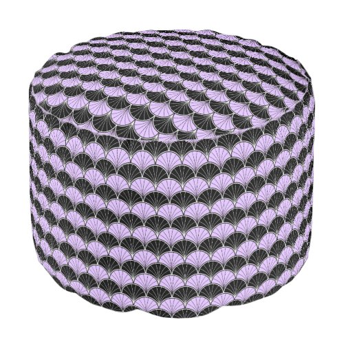 Black and Purple Geometric Wave Pattern Pouf