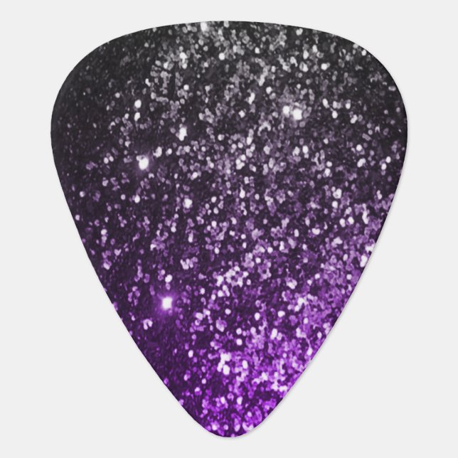 Black and Purple Glitter Blend 🎸 Guitar Pick (Front)
