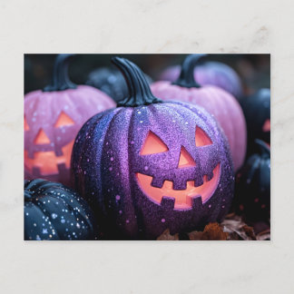 Black and Purple Glitter Halloween Greeting Card