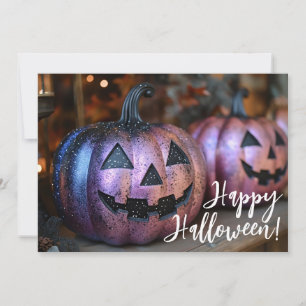 Black and Purple Glitter Halloween Greeting Card