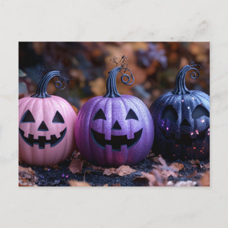 Black and Purple Glitter Halloween Greeting Card