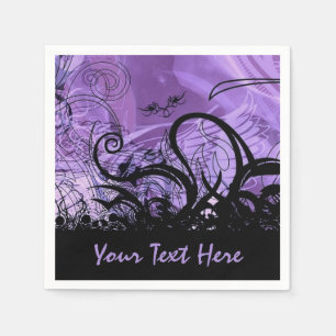 Black and Purple Goth Pattern Personalized Napkins