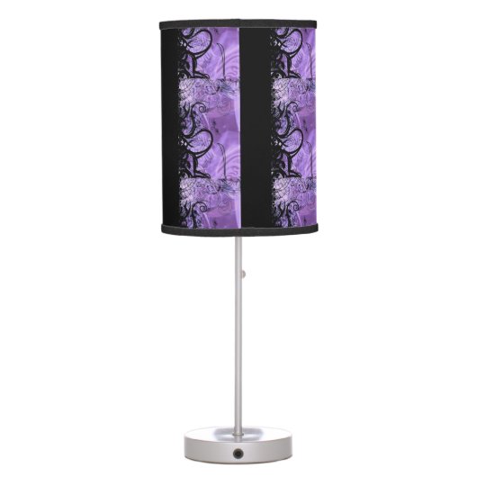 Black and Purple Goth Pattern Table Lamp (Back)