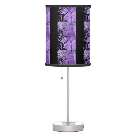 Black and Purple Goth Pattern Table Lamp (Right)