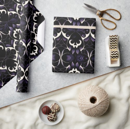 Black and Purple Gothic Pattern 2 Wrapping Paper