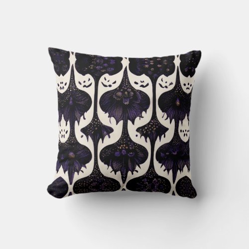 Black and Purple Gothic Pattern 3  Throw Pillow