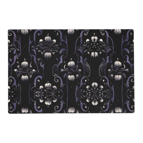 Black and Purple Gothic Pattern 5  Placemat