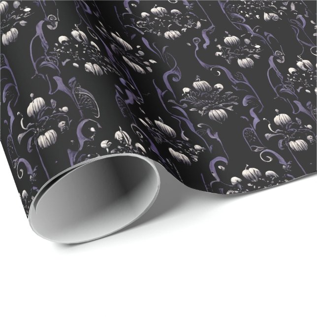 Black and Purple Gothic Pattern #5 Wrapping Paper (Roll Corner)