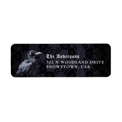 Black and Purple Gothic Raven Label