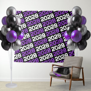 Black and Purple Graduation Class Year Backdrop