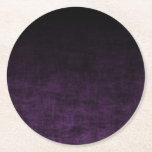 Black and Purple Grunge Ombre Texture Round Paper Coaster