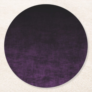 Black and Purple Grunge Ombre Texture Round Paper Coaster