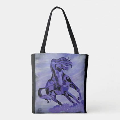 Black and Purple Horse Art Tote Bag - Friesian