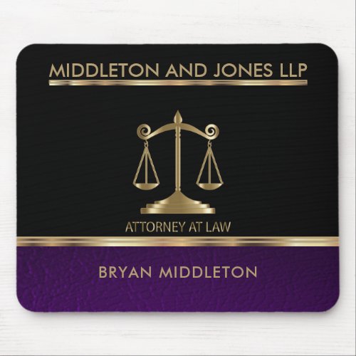 Black and Purple Leather Law Firm Designs Mouse Pad