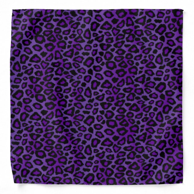 Black and Purple Leopard Animal Print Bandana (Front)