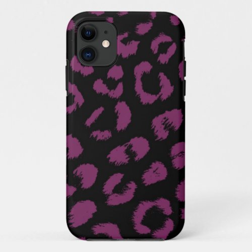 Black and Purple Leopard Pattern iPhone 11 Case