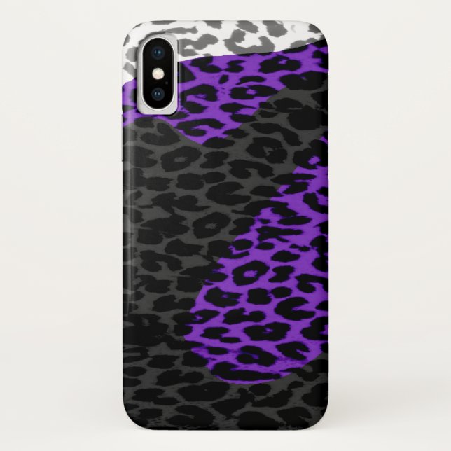 Black and Purple Leopard Print Case-Mate iPhone Case (Back)