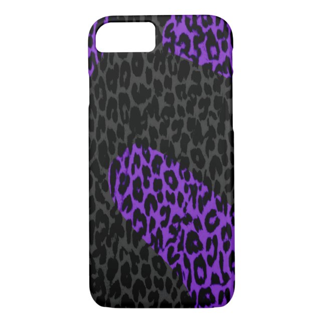Black and Purple Leopard Print Case-Mate iPhone Case (Back)