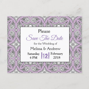 Black and Purple Mandala Wedding Save the Date Announcement Postcard