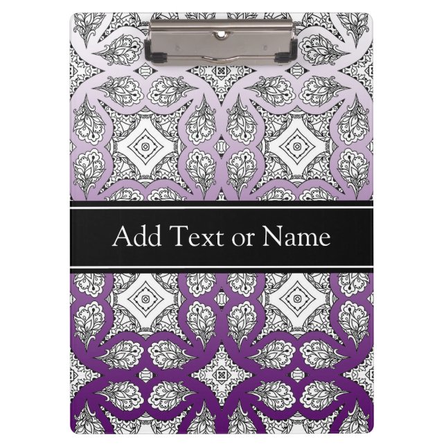 Black and Purple  Mandala Zen  Personalized Clipboard (Front)
