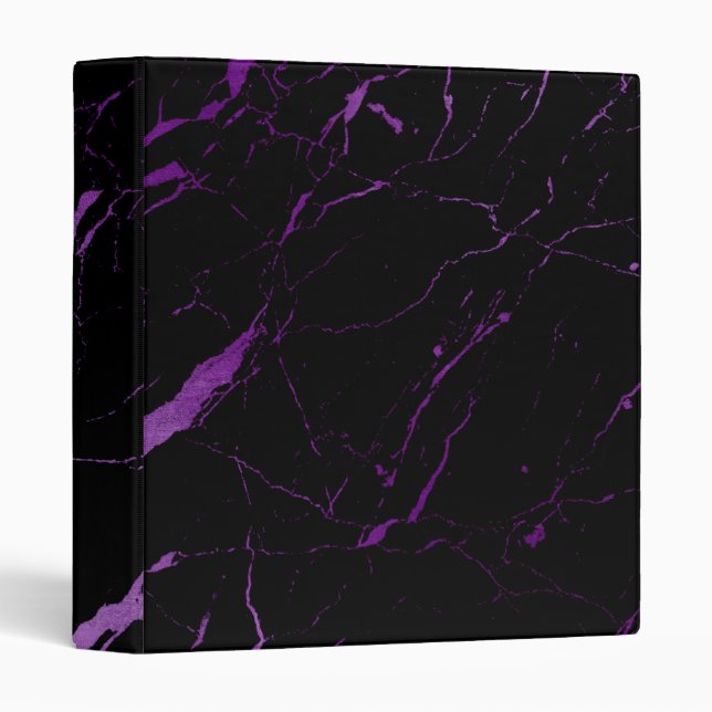 Black and Purple Marble Designer 3 Ring Binder (Front/Spine)