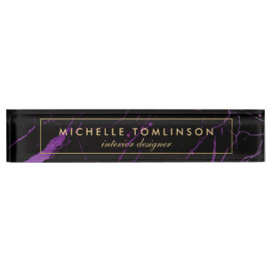 Black and Purple Marble Designer Nameplate
