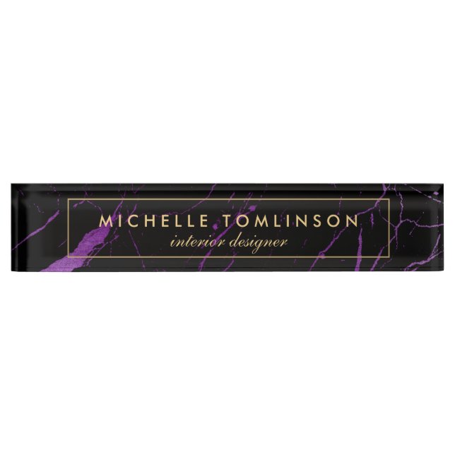 Black and Purple Marble Designer Nameplate (Front)