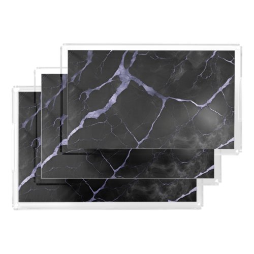 Black and Purple Marble Stone Texture Acrylic Tray