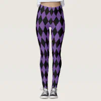 Black and purple Mardi Gras harlequin pattern Leggings